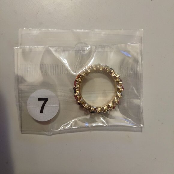 Gold-Tone Rainbow Crystal Eternity Band Ring Women's Jewelry-SIZE: 7-NEW - Picture 2 of 3